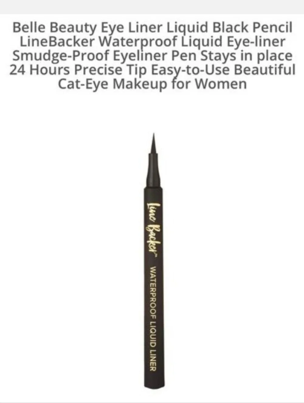 Belle Beauty Eye liner Liquid, Black LineBacker, Waterproof Liquid Eye-liner